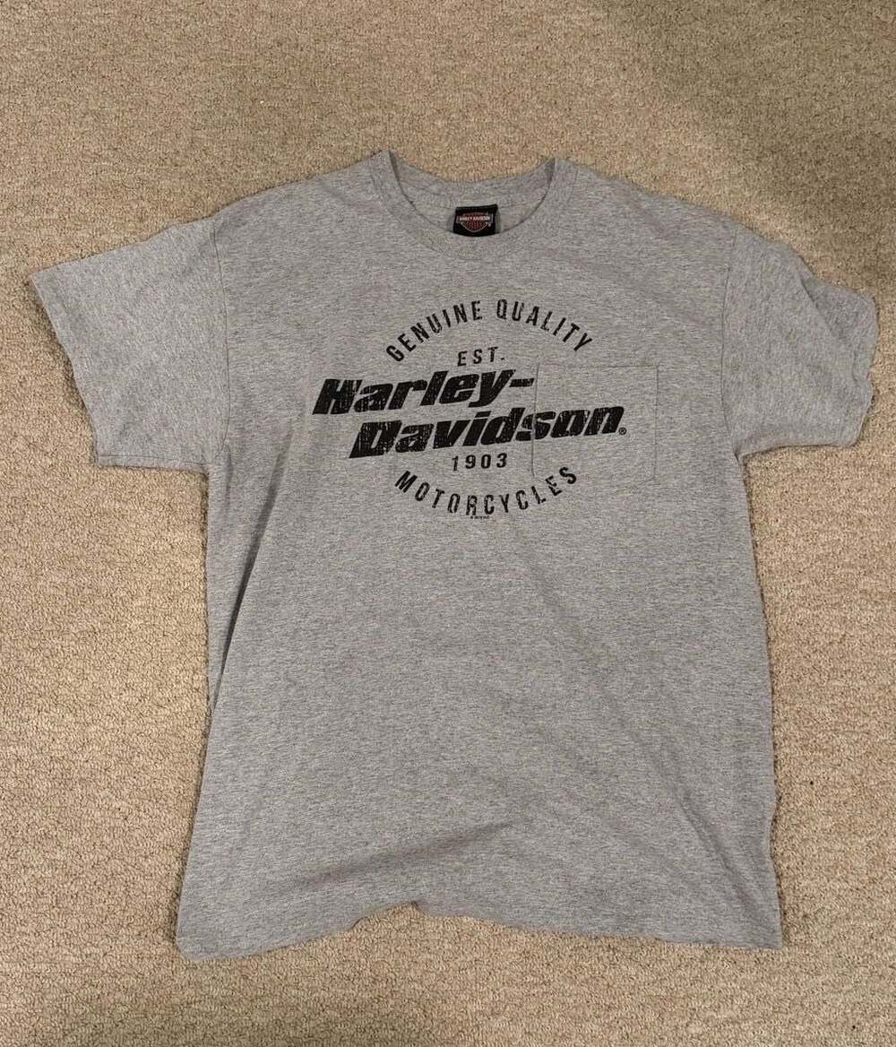 Harley-Davidson Gateway St. Louis Missouri Gray Pocket T-Shirt Size L